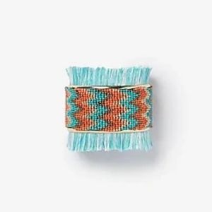 *NWT* Chevron Seed Bead Fringe Cuff Bracelet